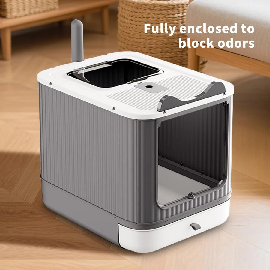 Elevated leak proof elf white cat litter box, made of sturdy and durable materials, also suitable for multi cat households