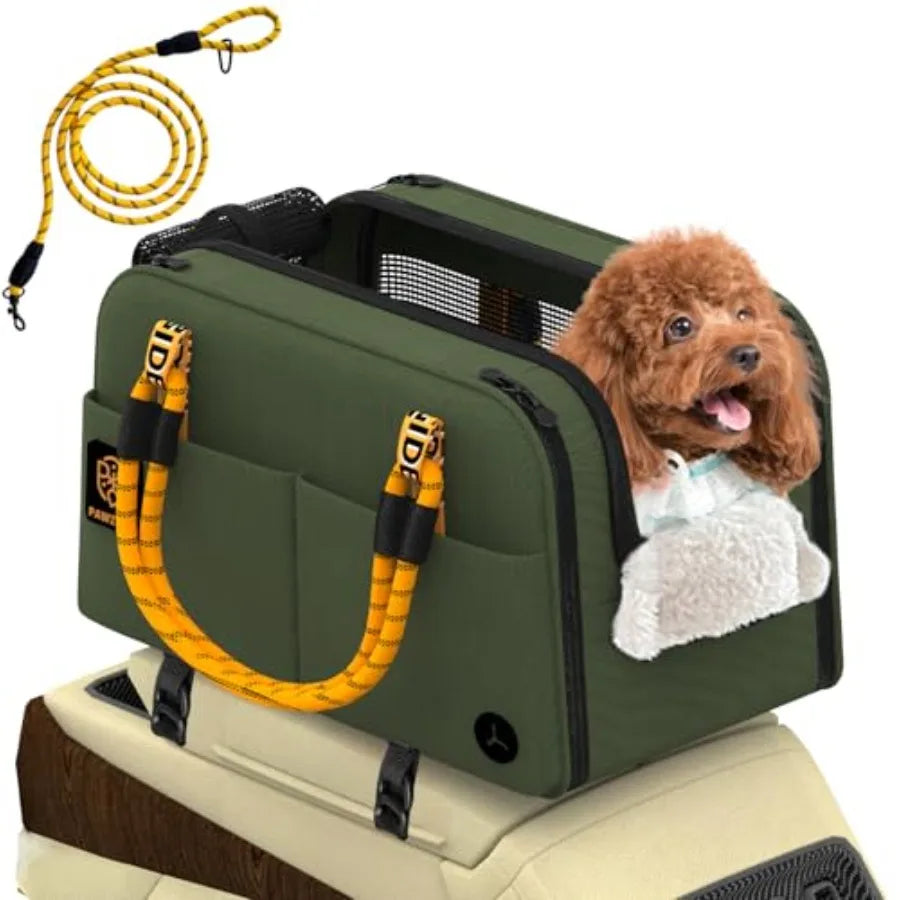 Center Console Dog Car Seat, Enclosed Small Dog Armrest Booster Carseat, Secure Straps andAnti Slip, Portable TSA Approved Pupp