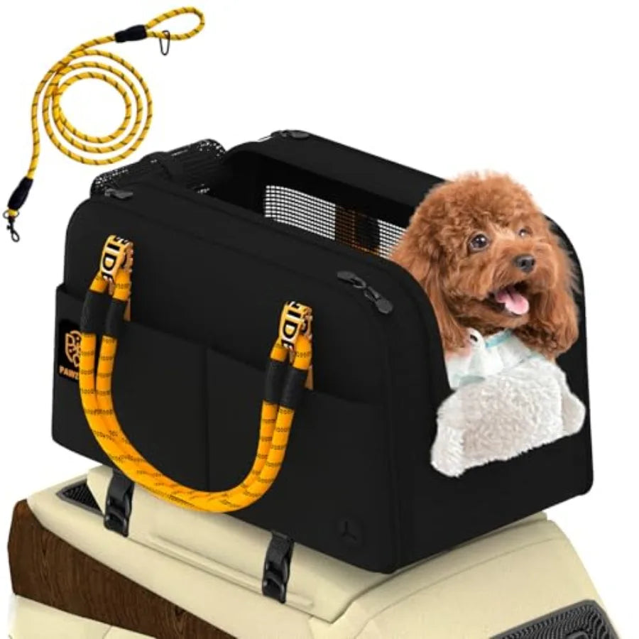 Center Console Dog Car Seat, Enclosed Small Dog Armrest Booster Carseat, Secure Straps andAnti Slip, Portable TSA Approved Pupp